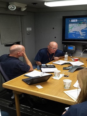 FEMA personnel making a phone call.