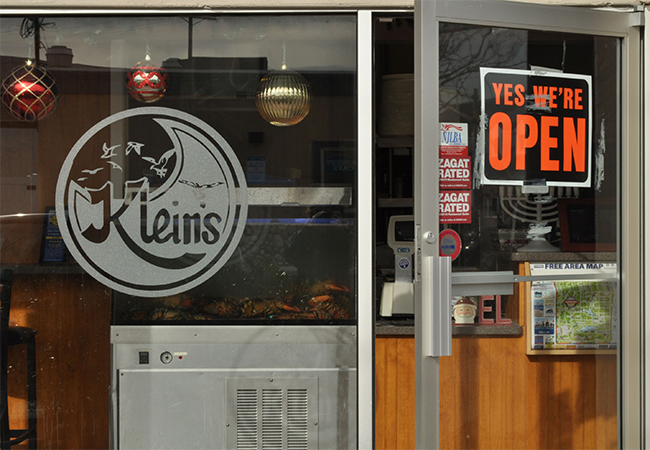 A restaurant that is now open for business after having been partially flooded during Hurricane Sandy.