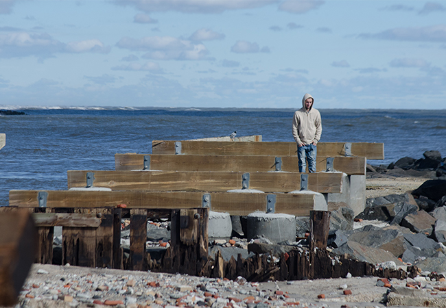 A historic boardwalk in Atlantic City destroyed by Hurricane Sandy.