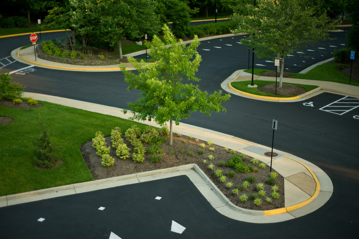 parking lot with landscaping