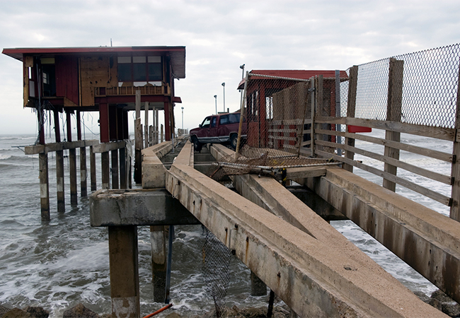 A pier destroyed after a hurricane