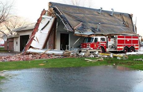 Damaged fire station