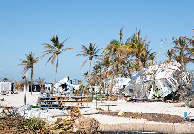 Trashed trailer park in Big Pine Key after a hurricane.