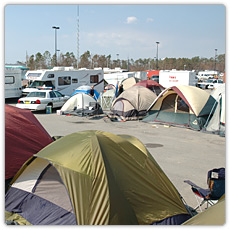 First responders setup a small tent city near their command post in Waveland Mississippi during Hurricane Katrina