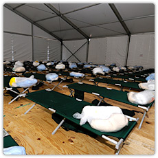 Galveston airport temporary base camp set up after Hurricane Ike