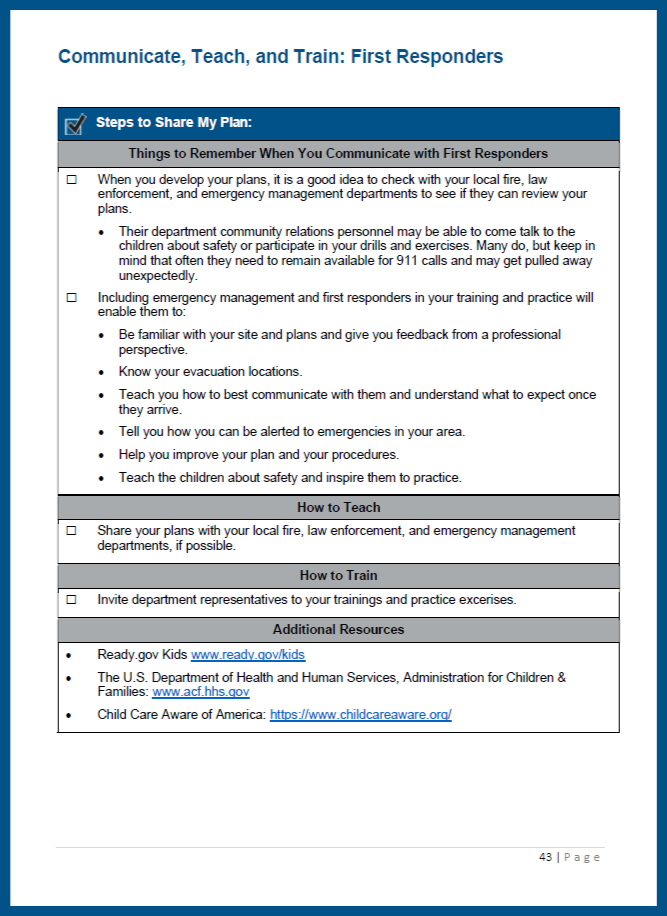 Screenshot of Communicate, Teach and Train: First Responders form