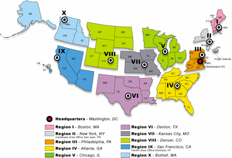 FEMA Regions Map. A U.S. map with the following FEMA Regions: I-Boston ...