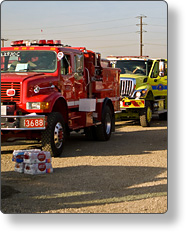 An image of two emergency vehicles