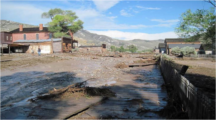 Photo of the Aftermath of July 2013 in Bannack State Park, Montana (photo credit Carl Davis, U.S.  Forest Service).