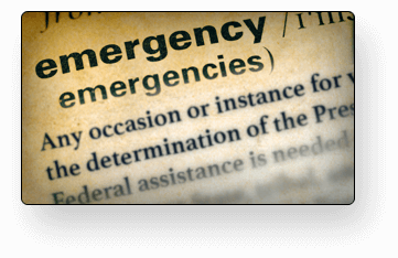 Graphic of the definition of the word Emergency in a dictionary.