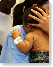 Disaster survivors at a shelter