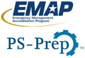 Logos for the Emergency Management Accreditation Program (EMAP) and the PS-Prep Program