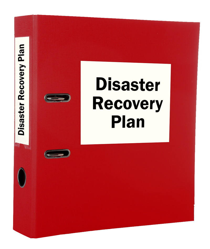 binder with label Disaster Recovery Plan