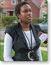 Community spokesperson being interviewed