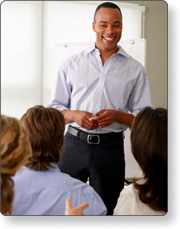 Speaker engaged with his audience