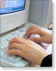 A person working on the computer