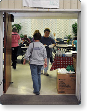 Volunteer sign-in area