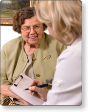Person helping volunteer
