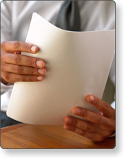 An employe hold a white paper