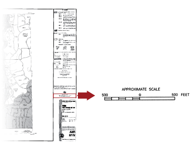 Map scale highlighted - Approximate scale  500 (5 units) 0 (Single unit = to 5 units) 500