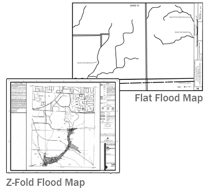 flat flood map, z-fold flood map
