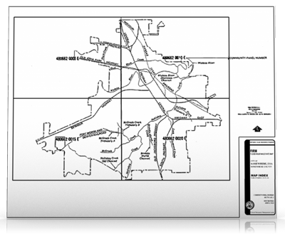 FIRM Map index with 4 panel limit lines