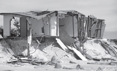 fig 3-8 Site and Building Characteristics-home near beach destroyed by storm.