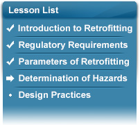 Lesson List: Introduction to Retrofitting; Regulatory Requirements; Parameters of Retrofitting; Determination of Hazards (Starting); Design Practices