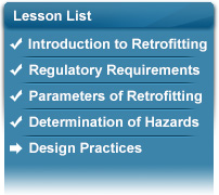 Lesson List: Introduction to Retrofitting; Regulatory Requirements; Parameters of Retrofitting; Determination of Hazards; Design Practices (Starting)