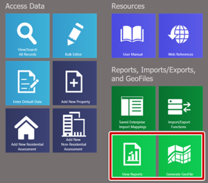 Screenshot of SDE Main Menu highlighting View Reports and Generate GeoFile options. Refer to appendix for full description of Main Menu.