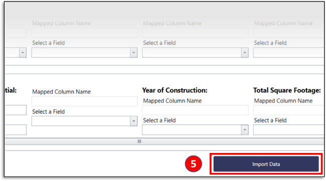 Partial screenshot of Enterprise Data import screen showing Import Data button highlighted (5).