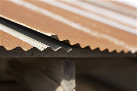 Closeup photo of common sheet metal roof covering