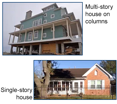 Two photos showing a multi-story and a single-story house