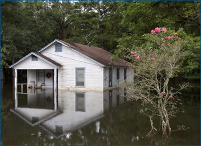 Flooded country house