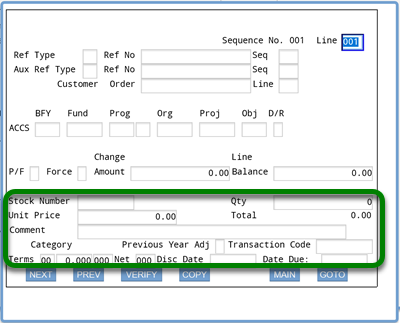 Screenshot of ifmis expenditures accs screen with rectangle around remaining fields listed in text