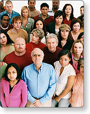 A group of people wearing clothes reflecting safety, medical, and law enforcement occupations