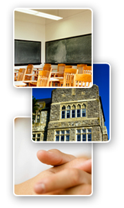 image collage of a school, a college and house of worship