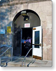 Visitor entrance with door open