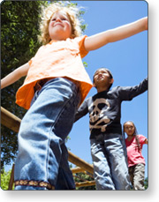 Three girls at a school playground