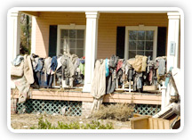 Photo of clothes damaged during a hurricane being put out to dry