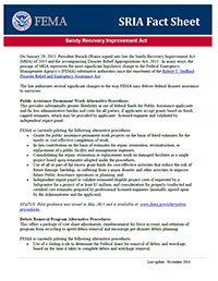 SRIA Fact Sheet Image. Contains DHS Seal, FEMA logo and Additional Unreadable text