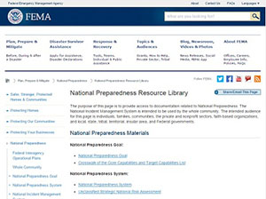 Screenshot of the National Preparedness Resource Library website: http://www.fema.gov/national-preparedness-resource-library