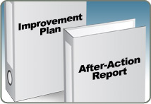 Improvement Plan and After-Action Report labeled binders