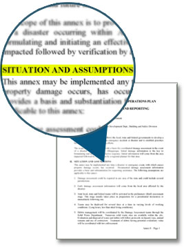 Excerpted page highlighting Situation and Assumptions