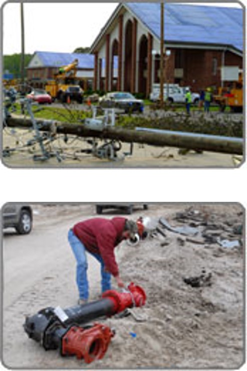 Images of debris after emergency disaster