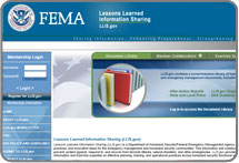 Screenshot of FEMA's Lessons Learned Information Sharing (LLIS) website.