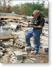 Inspector estimating debris