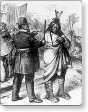 An Indian being denied treaty rights in 1871