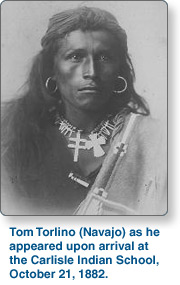 Tom Torlino, Navajo as he appeared upon arrival at the Carlisle Indian School, October 21, 1882