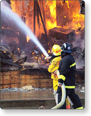 Firefighters fighting a fire